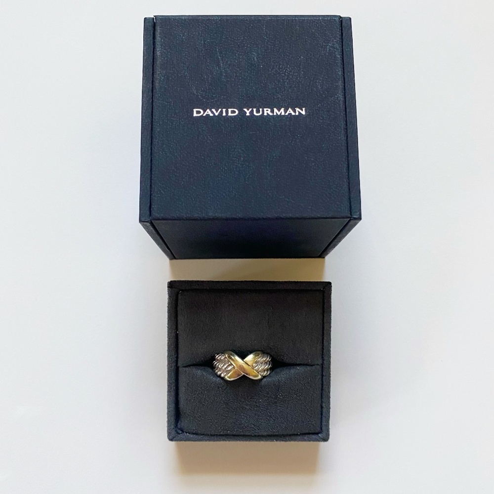 David Yurman Two-Tone 3 Row X Ring Size 8